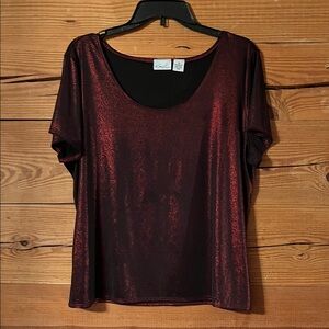 Kim Rogers Shimmering Burgundy Short Sleeve Tee